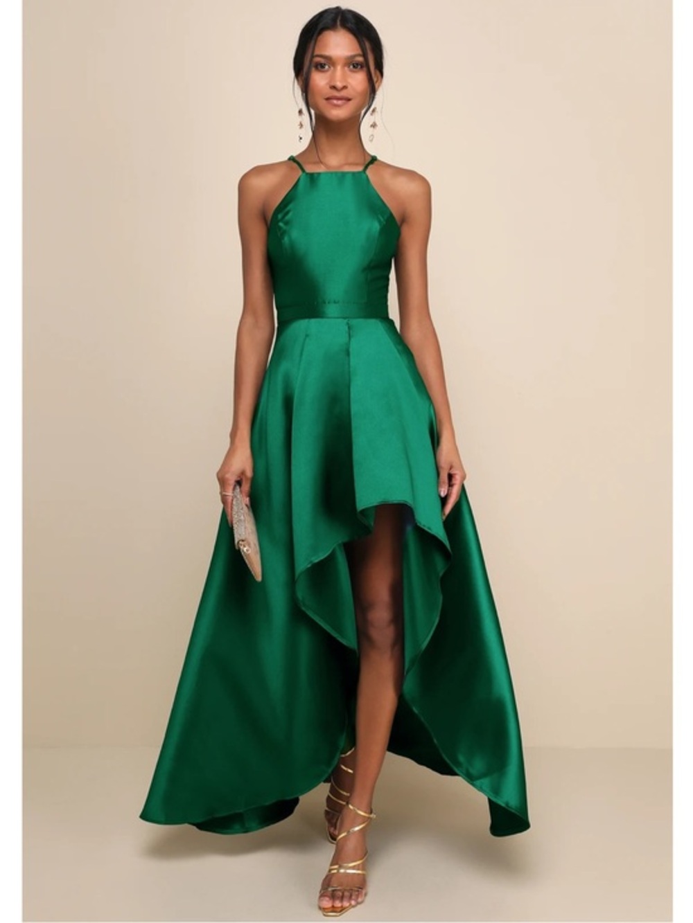 NWT Lulu’s Broadway Show Emerald Green High-Low Maxi Gown Dress M & XL 882102 - Picture 1 of 15